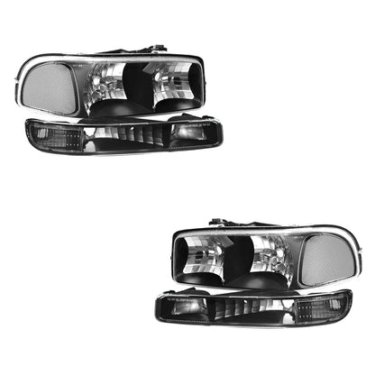 GMC Yukon XL 1500 SLE / SLT (2000 - 2006) Replacement Headlights and Bumper Lights LH + RH