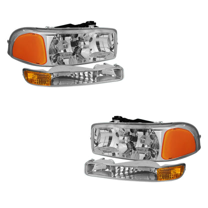 GMC Yukon XL 1500 SLE / SLT (2000 - 2006) Replacement Headlights and Bumper Lights LH + RH