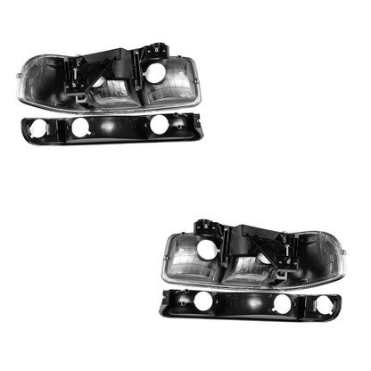 GMC Yukon XL 1500 SLE / SLT (2000 - 2006) Replacement Headlights and Bumper Lights LH + RH