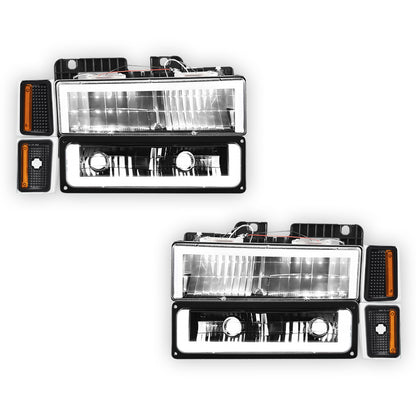 Chevrolet C2500 Suburban Silverado (1992 - 1993) Square-LED DRL Replacement Headlights LH + RH