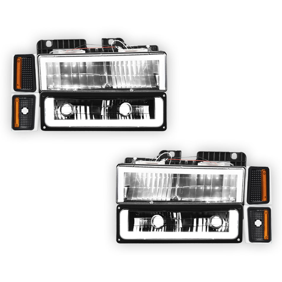 Chevrolet C2500 Suburban Silverado (1992 - 1993) Square-LED DRL Replacement Headlights LH + RH