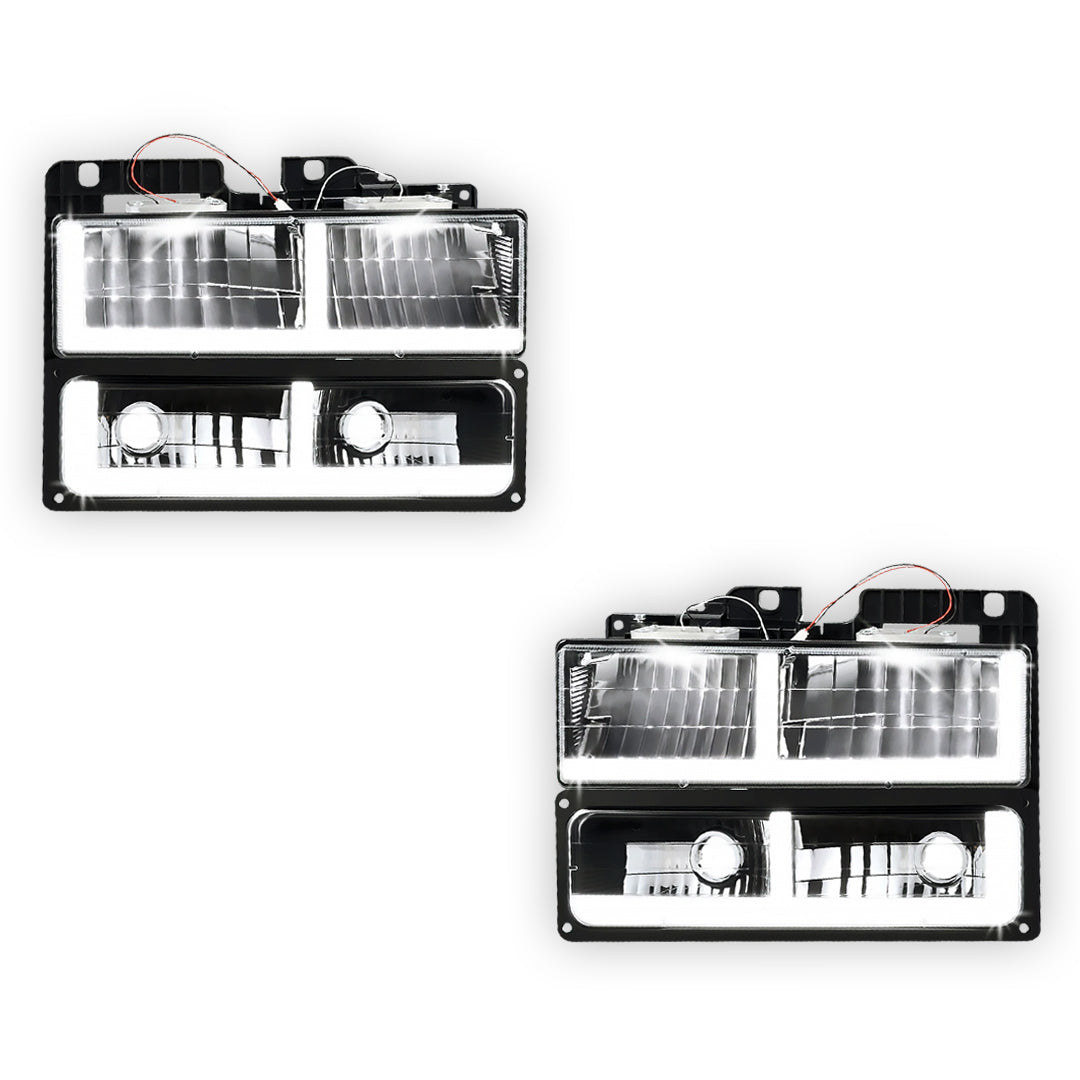 Chevrolet C3500 Cheyenne / Scottsdale / Silverado (1988 - 2000) F-LED DRL Replacement Headlights LH + RH
