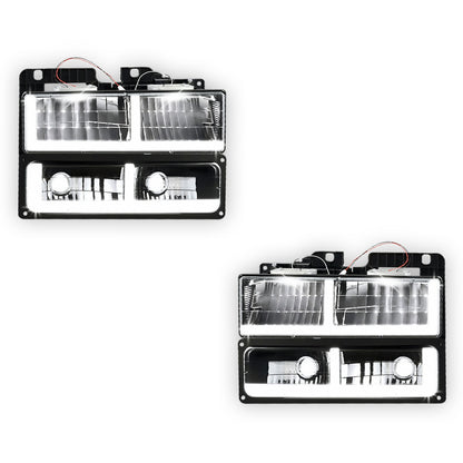 Chevrolet C3500 Cheyenne / Scottsdale / Silverado (1988 - 2000) F-LED DRL Replacement Headlights LH + RH
