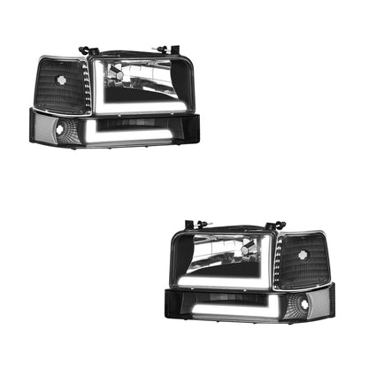 Ford F-350 (1992 - 1996) LED DRL Replacement Headlights and Bumper Lights LH + RH