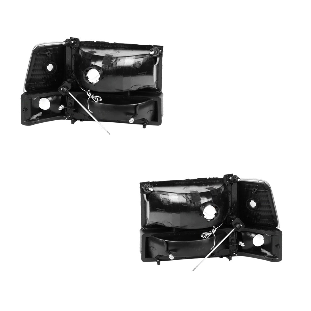 Ford F-350 (1992 - 1996) LED DRL Replacement Headlights and Bumper Lights LH + RH