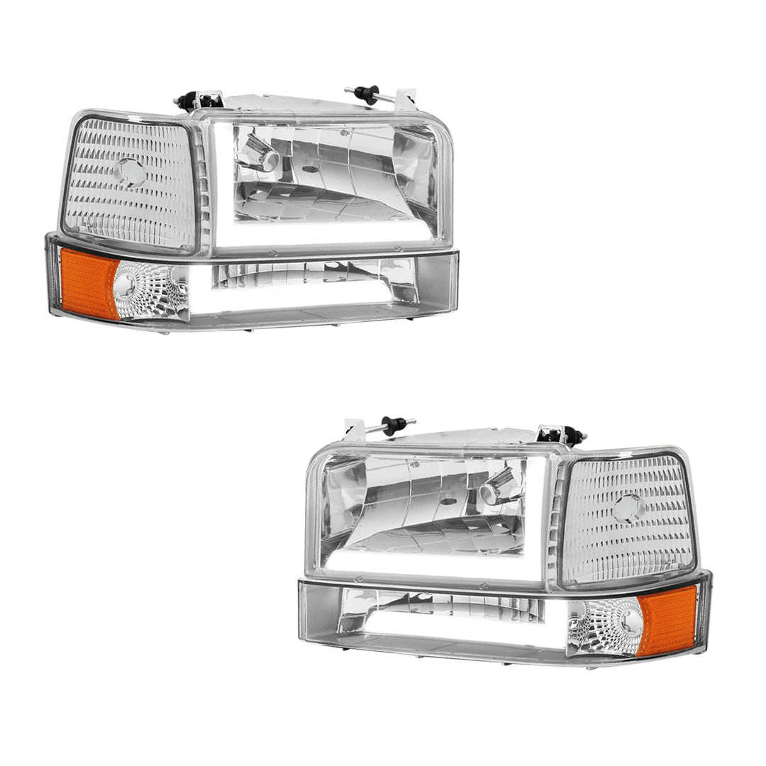 Ford F-350 (1992 - 1996) LED DRL Replacement Headlights and Bumper Lights LH + RH