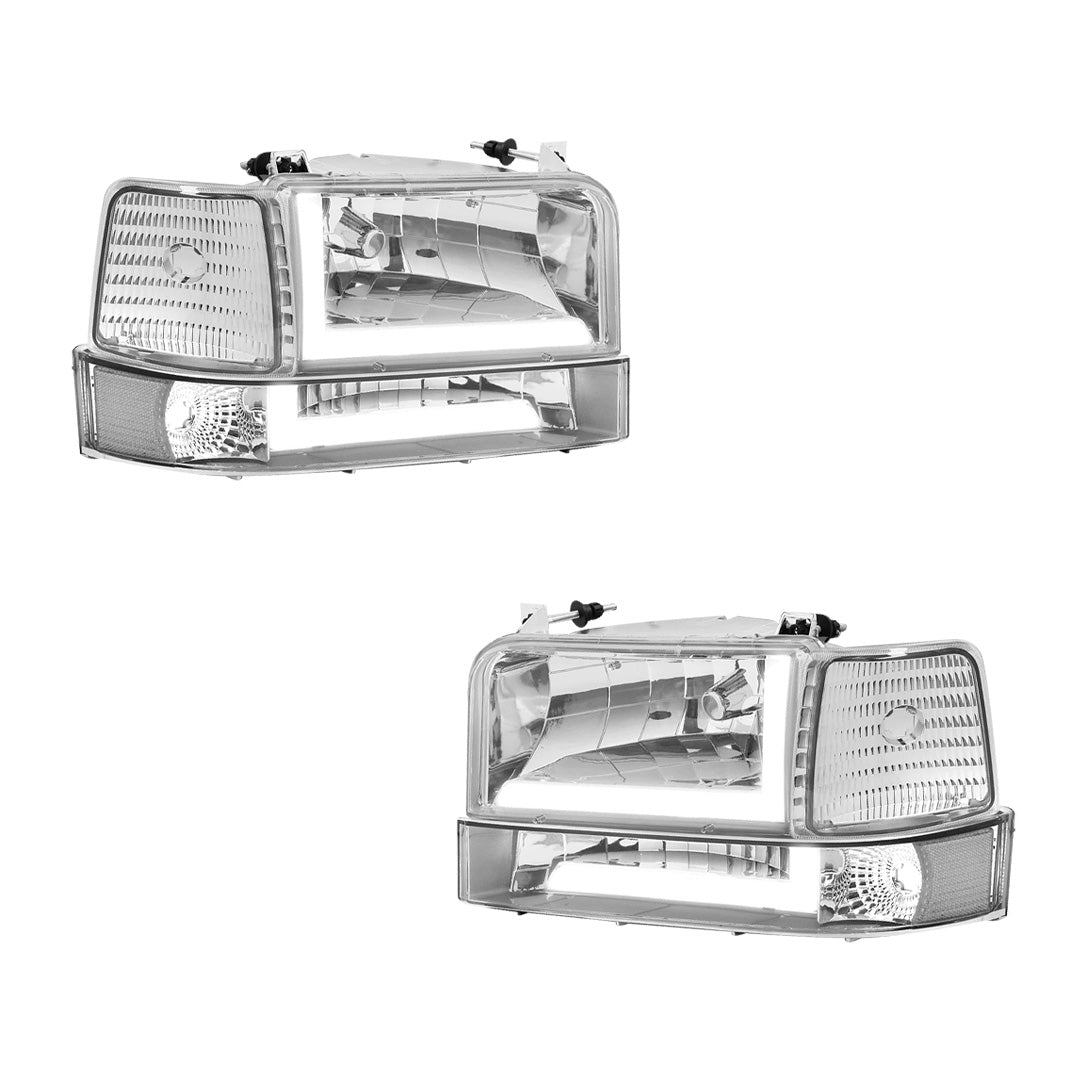 Ford F-350 (1992 - 1996) LED DRL Replacement Headlights and Bumper Lights LH + RH