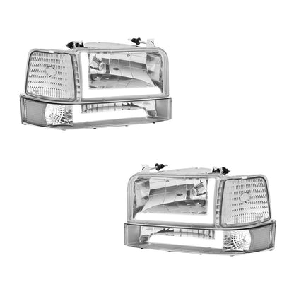 Ford F-350 (1992 - 1996) LED DRL Replacement Headlights and Bumper Lights LH + RH