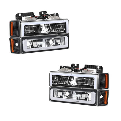 Chevrolet C3500 Cheyenne / Scottsdale / Sport (1988 - 1993) Square-LED DRL Replacement Headlights LH + RH