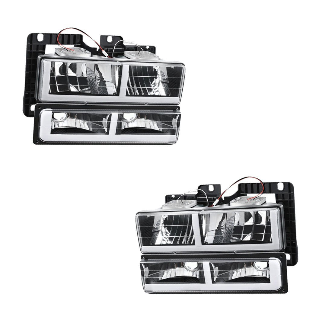 Chevrolet K1500 Cheyenne / Scottsdale / Silverado (1988 - 1999) F-LED DRL Replacement Headlights LH + RH