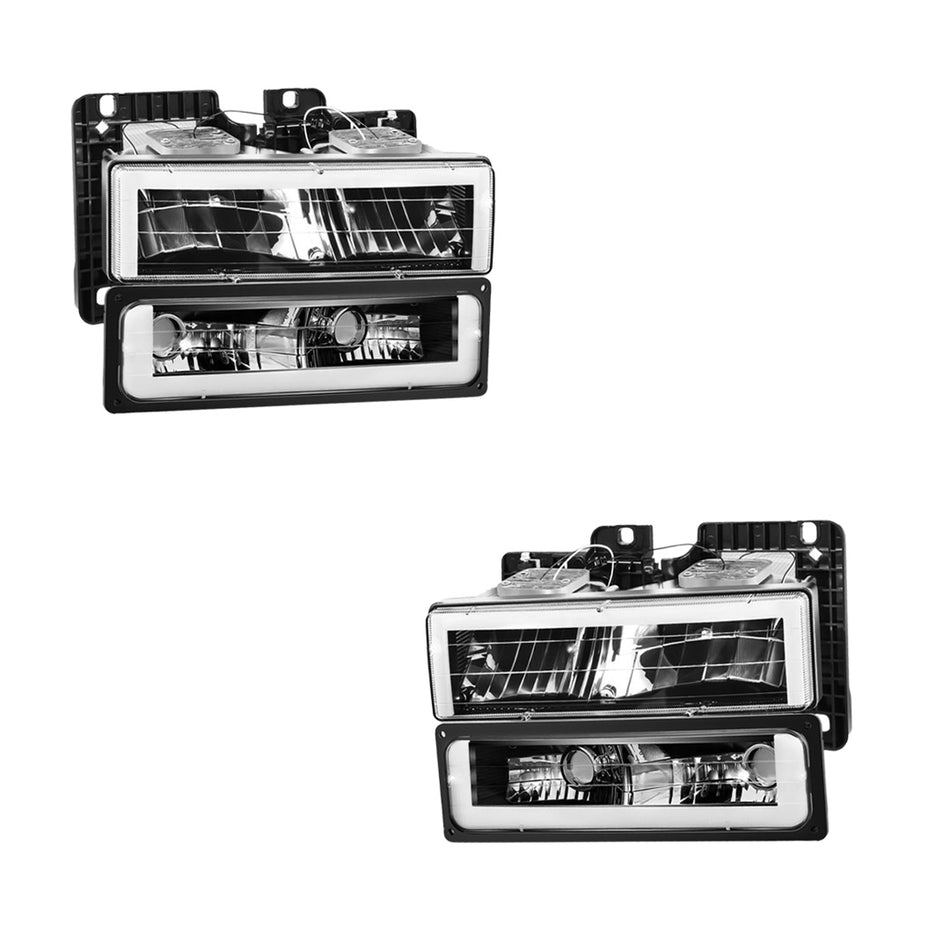 Chevrolet K1500 Cheyenne / Scottsdale / Silverado (1988 - 1999) Square-LED DRL Replacement Headlights LH + RH