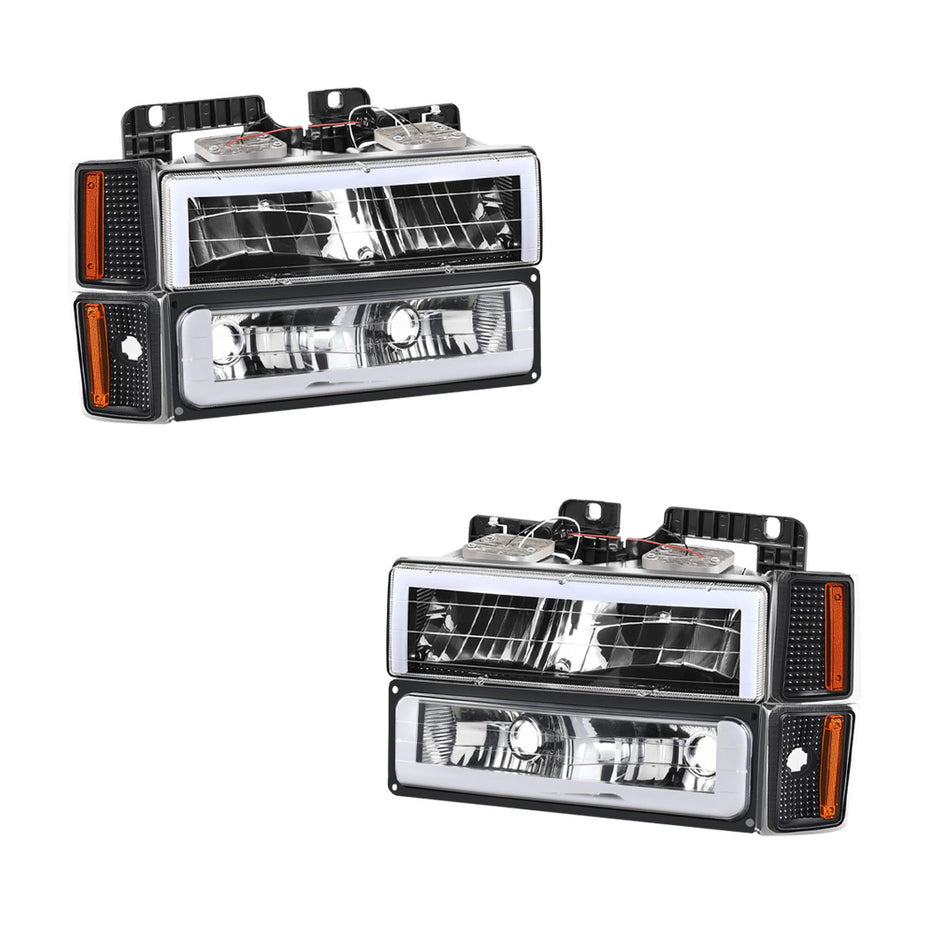 Chevrolet K1500 Suburban Cheyenne / Silverado (1992 - 1993) Square-LED DRL Replacement Headlights LH + RH