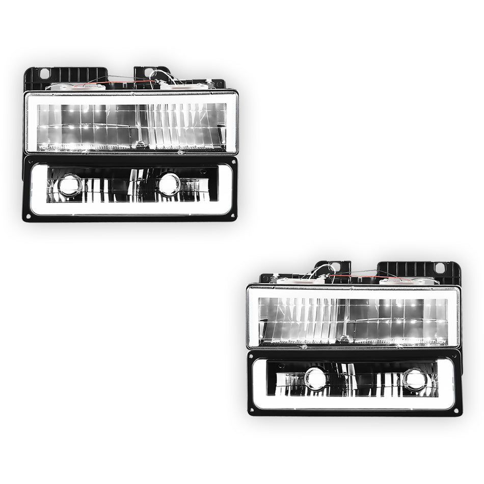 Chevrolet K2500 Suburban LS / LT (1992 - 1999) Square-LED DRL Replacement Headlights LH + RH