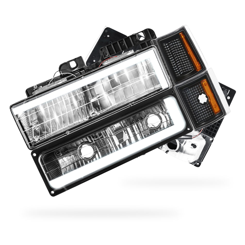 Chevrolet K2500 Suburban LS / Silverado (1992 - 1993) C-LED DRL Replacement Headlights LH + RH