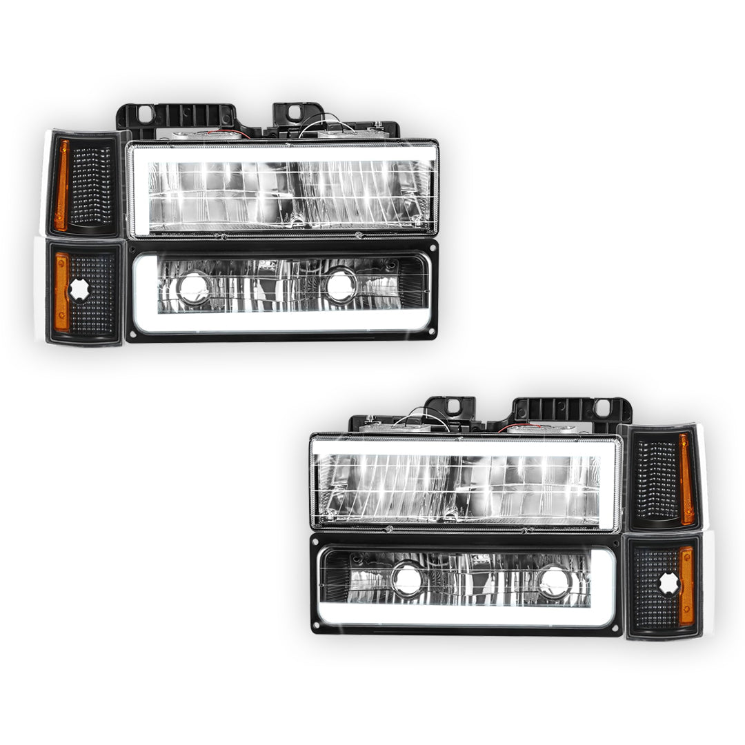 Chevrolet K2500 Suburban LS / Silverado (1992 - 1993) C-LED DRL Replacement Headlights LH + RH