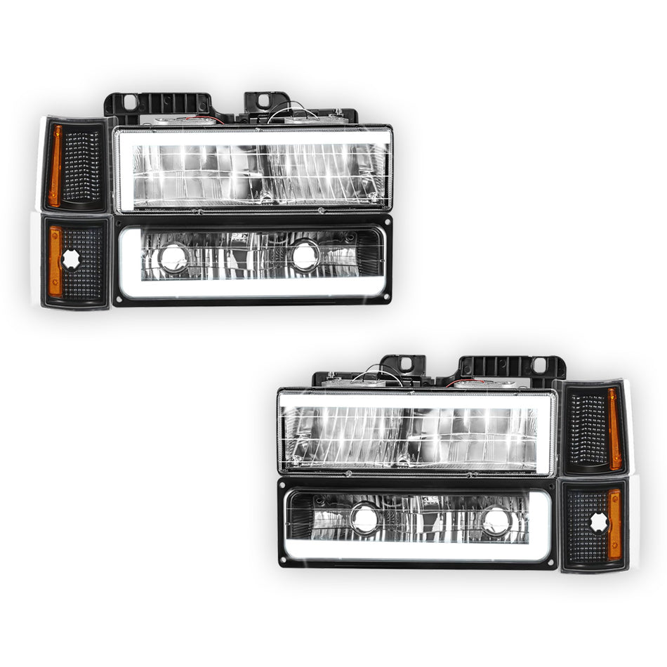 Chevrolet K2500 Suburban LS / Silverado (1992 - 1993) C-LED DRL Replacement Headlights LH + RH