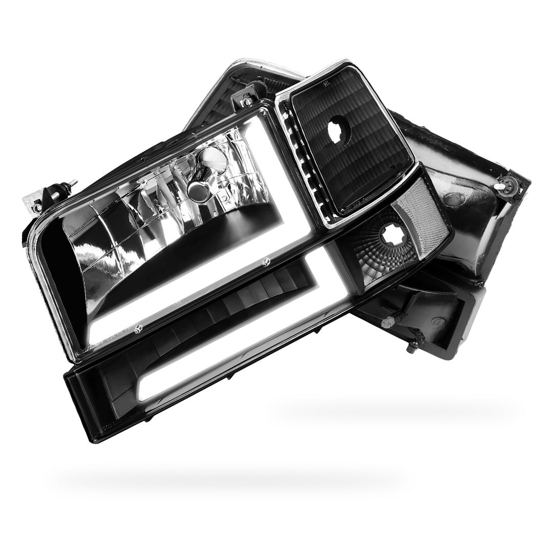 Ford F-150 (1992 - 1996) LED DRL Replacement Headlights and Bumper Lights LH + RH