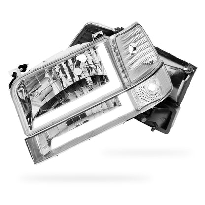 Ford F-150 (1992 - 1996) LED DRL Replacement Headlights and Bumper Lights LH + RH