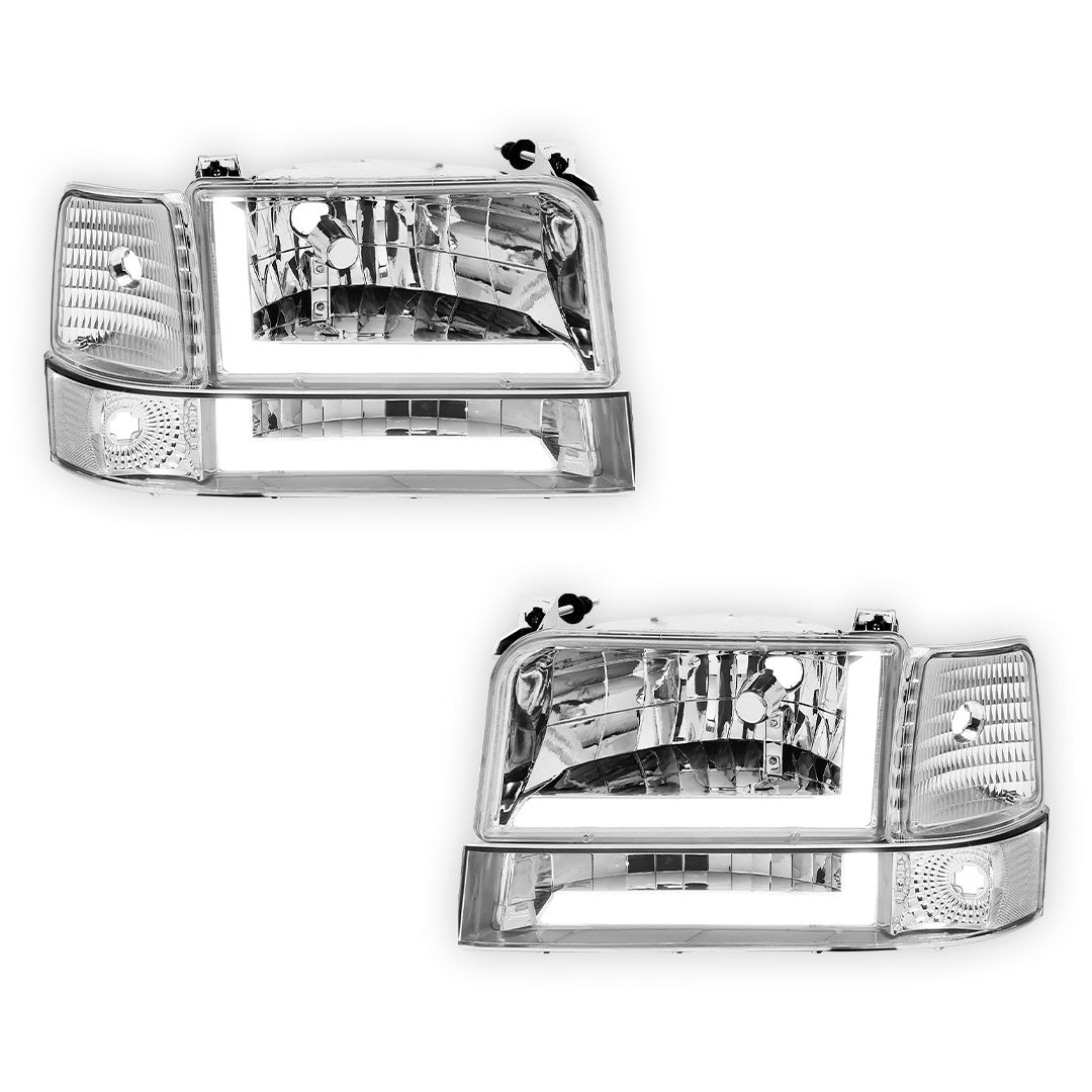 Ford F-150 (1992 - 1996) LED DRL Replacement Headlights and Bumper Lights LH + RH