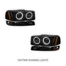 GMC Sierra 1500 Classic Denali (2007) Black Dual Halo Projector Headlights LH + RH