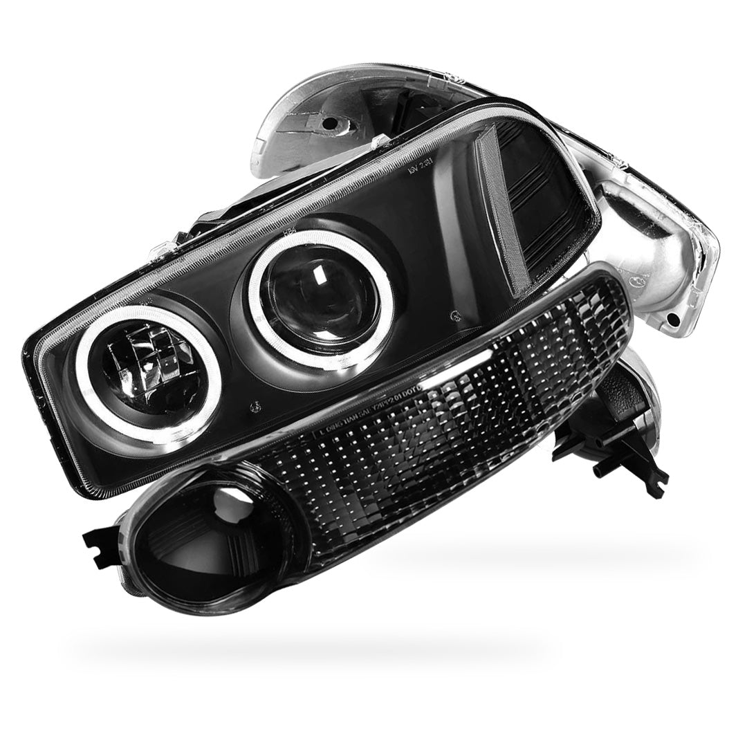 GMC Sierra 1500 Classic Denali (2007) Black Dual Halo Projector Headlights LH + RH