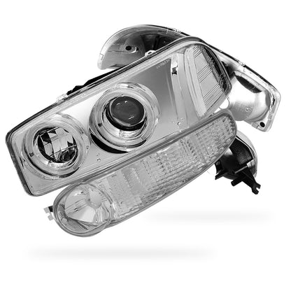 GMC Sierra 1500 Classic Denali (2007) Black Dual Halo Projector Headlights LH + RH