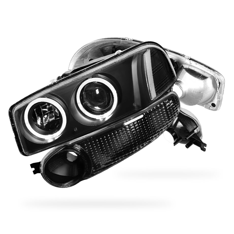 GMC Yukon XL 1500 Denali (2001 - 2006) Black Dual Halo Projector Headlights LH + RH