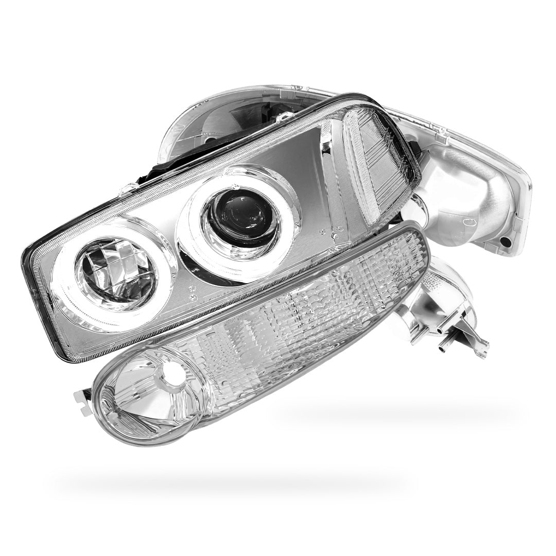 GMC Yukon XL 1500 Denali (2001 - 2006) Black Dual Halo Projector Headlights LH + RH