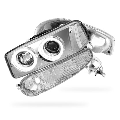 GMC Yukon XL 1500 Denali (2001 - 2006) Black Dual Halo Projector Headlights LH + RH