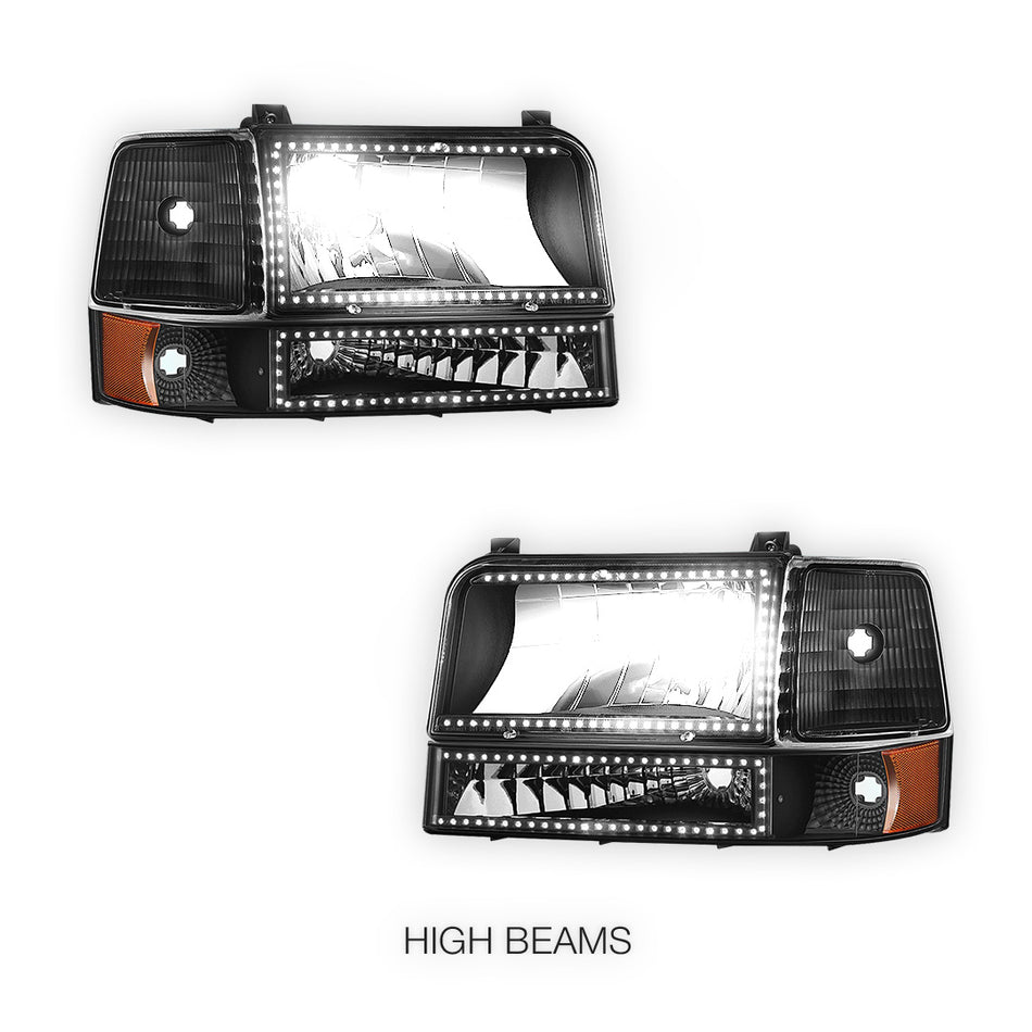 Ford F-250 (1992 - 1996) Sequential RGB LED DRL Headlights LH + RH
