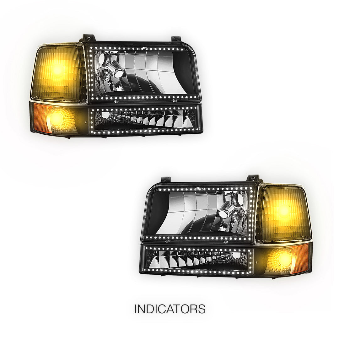Ford F-250 (1992 - 1996) Sequential RGB LED DRL Headlights LH + RH