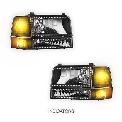 Ford F-250 (1992 - 1996) Sequential RGB LED DRL Headlights LH + RH
