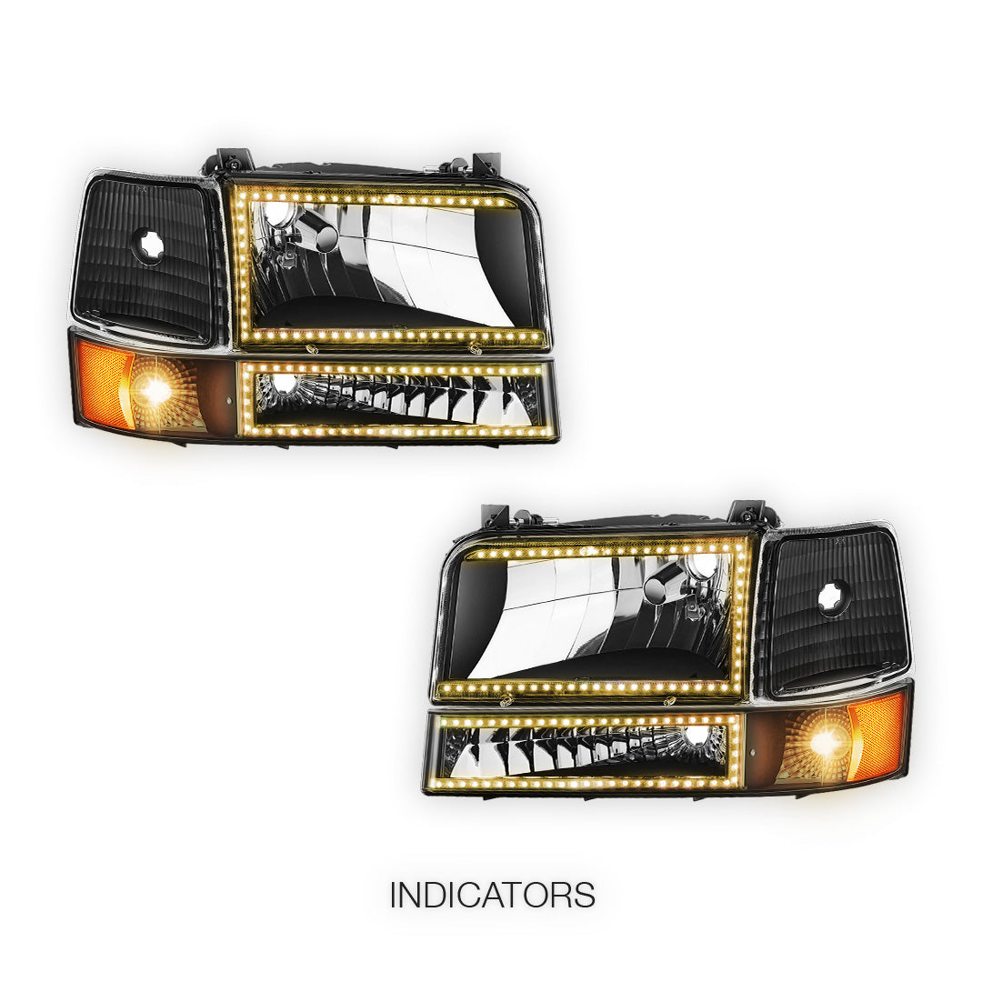 Ford F-350 (1992 - 1996) Sequential RGB LED DRL Headlights LH + RH
