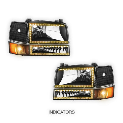 Ford F-350 (1992 - 1996) Sequential RGB LED DRL Headlights LH + RH