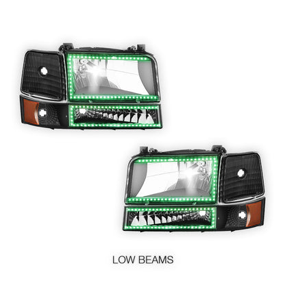 Ford F-350 (1992 - 1996) Sequential RGB LED DRL Headlights LH + RH