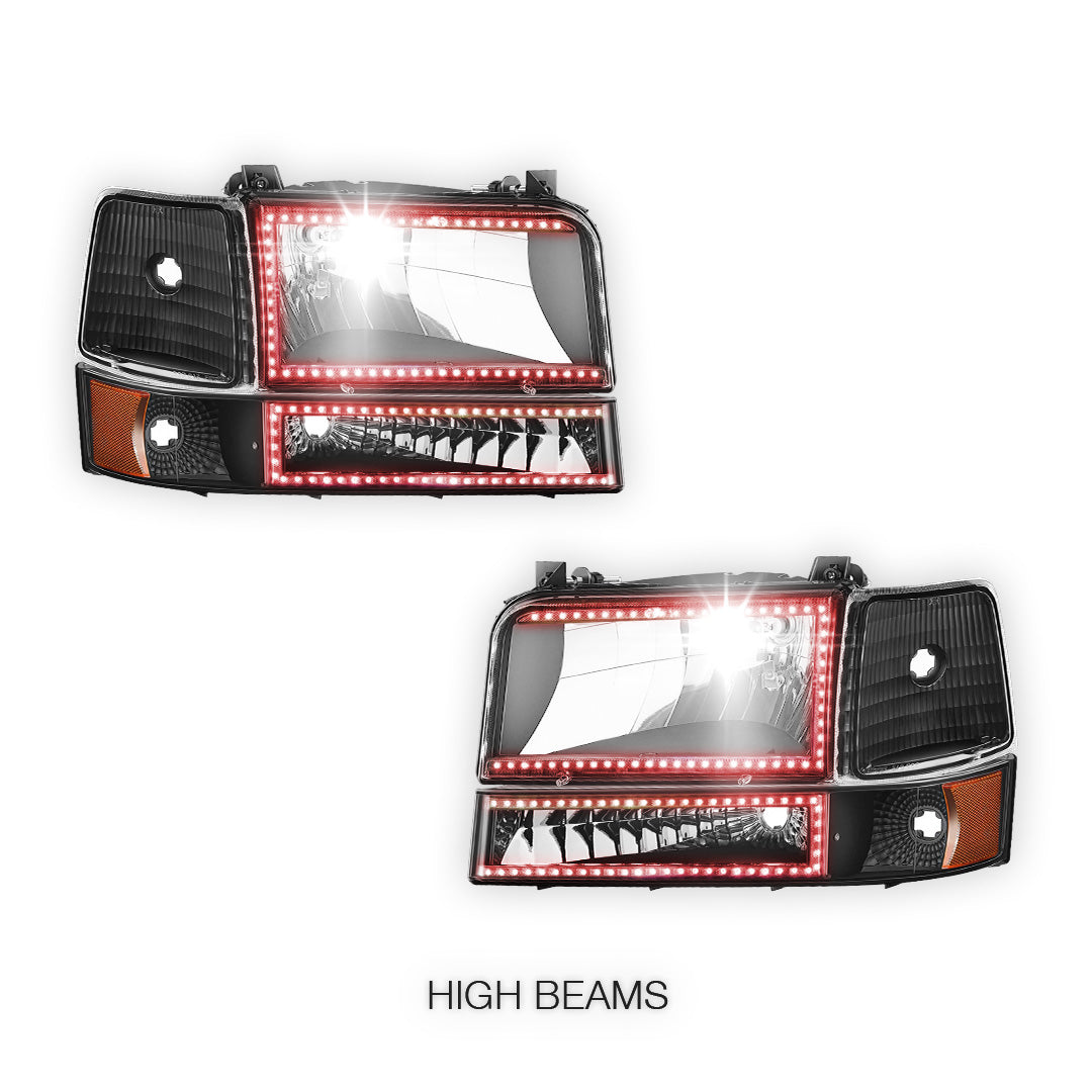 Ford F-350 (1992 - 1996) Sequential RGB LED DRL Headlights LH + RH