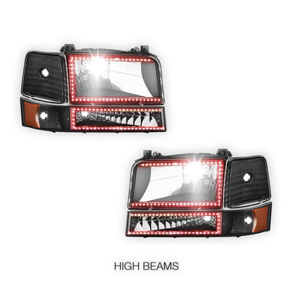 Ford F-350 (1992 - 1996) Sequential RGB LED DRL Headlights LH + RH