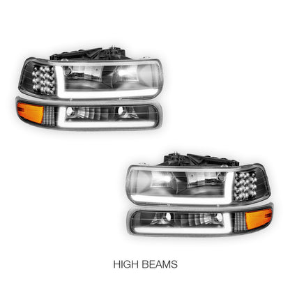 Chevrolet Silverado 1500 LS / LT / SS (1999 - 2002) LED DRL Bar Headlights LH + RH