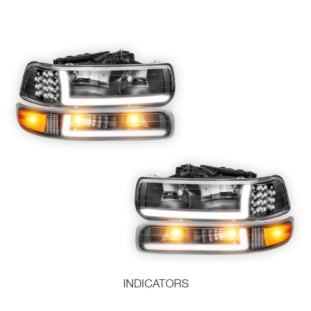 Chevrolet Silverado 1500 LS / LT / SS (1999 - 2002) LED DRL Bar Headlights LH + RH