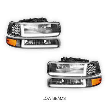 Chevrolet Silverado 1500 LS / LT / SS (1999 - 2002) LED DRL Bar Headlights LH + RH