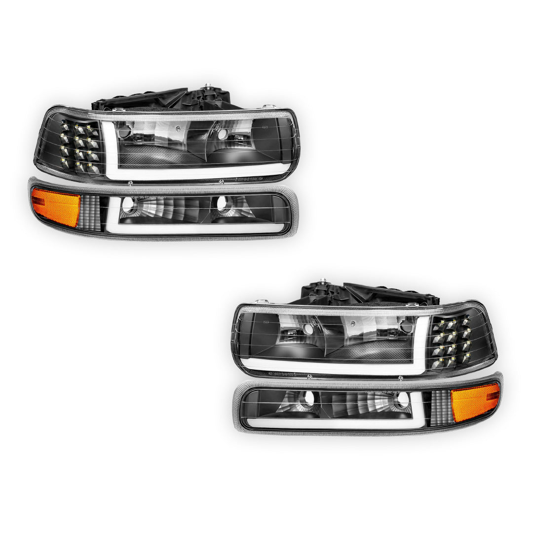 Chevrolet Silverado 1500 LS / LT / SS (1999 - 2002) LED DRL Bar Headlights LH + RH