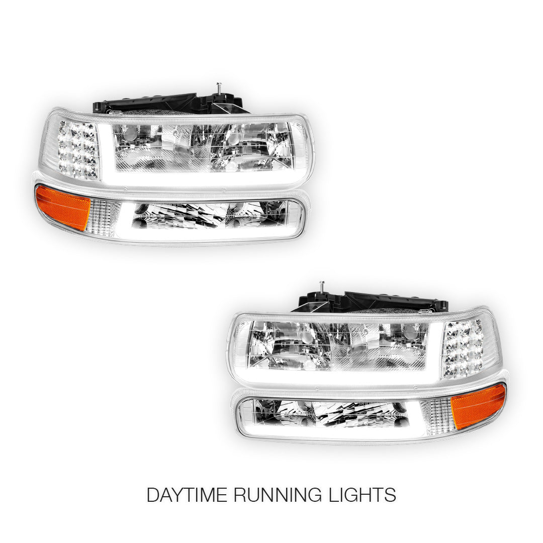 Chevrolet Silverado 1500 LS / LT / SS (1999 - 2002) LED DRL Bar Headlights LH + RH