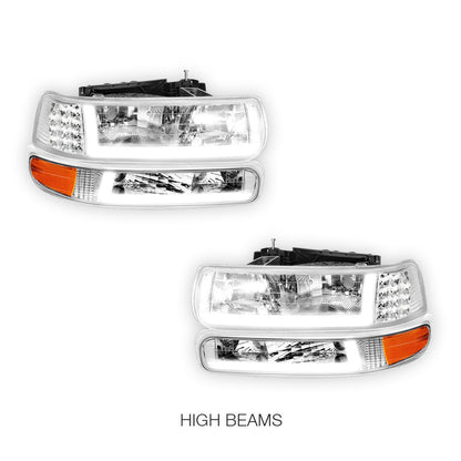 Chevrolet Silverado 1500 LS / LT / SS (1999 - 2002) LED DRL Bar Headlights LH + RH
