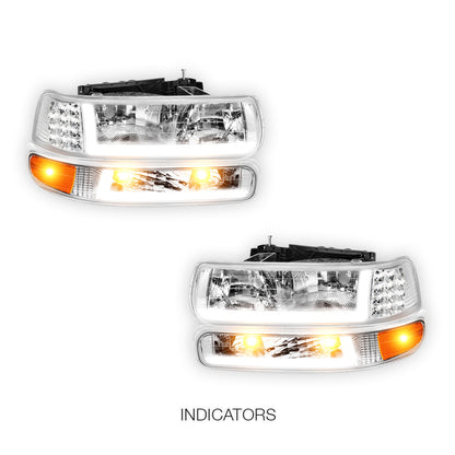 Chevrolet Silverado 1500 LS / LT / SS (1999 - 2002) LED DRL Bar Headlights LH + RH
