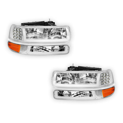 Chevrolet Silverado 1500 LS / LT / SS (1999 - 2002) LED DRL Bar Headlights LH + RH