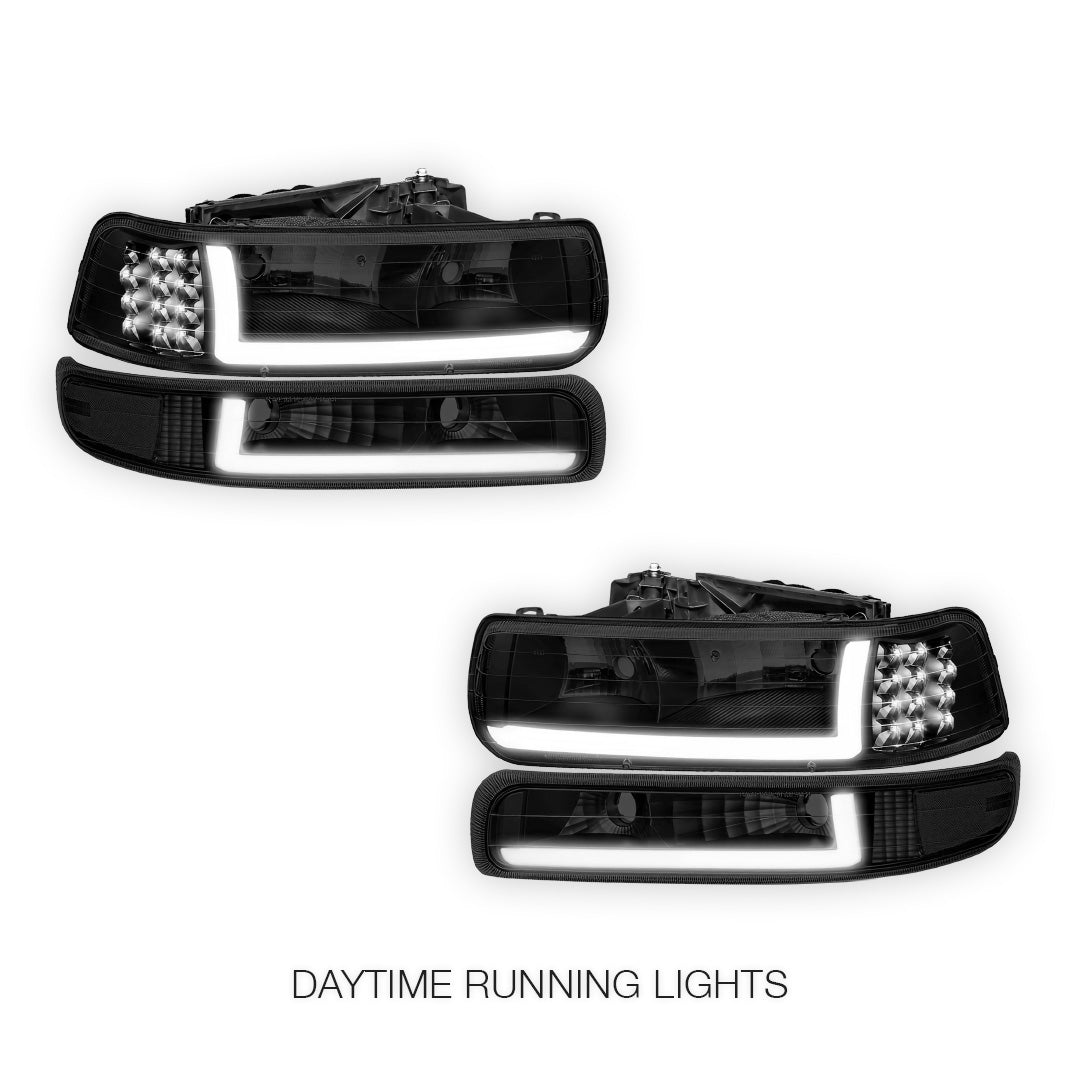 Chevrolet Silverado 1500 LS / LT / SS (1999 - 2002) LED DRL Bar Headlights LH + RH