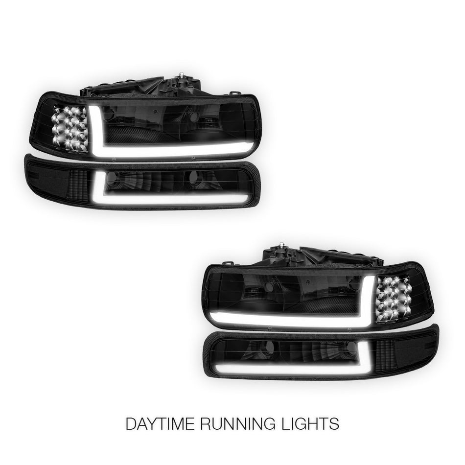 Chevrolet Silverado 1500 LS / LT / SS (1999 - 2002) LED DRL Bar Headlights LH + RH