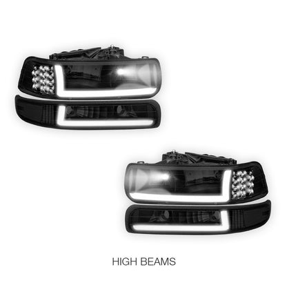 Chevrolet Silverado 1500 LS / LT / SS (1999 - 2002) LED DRL Bar Headlights LH + RH