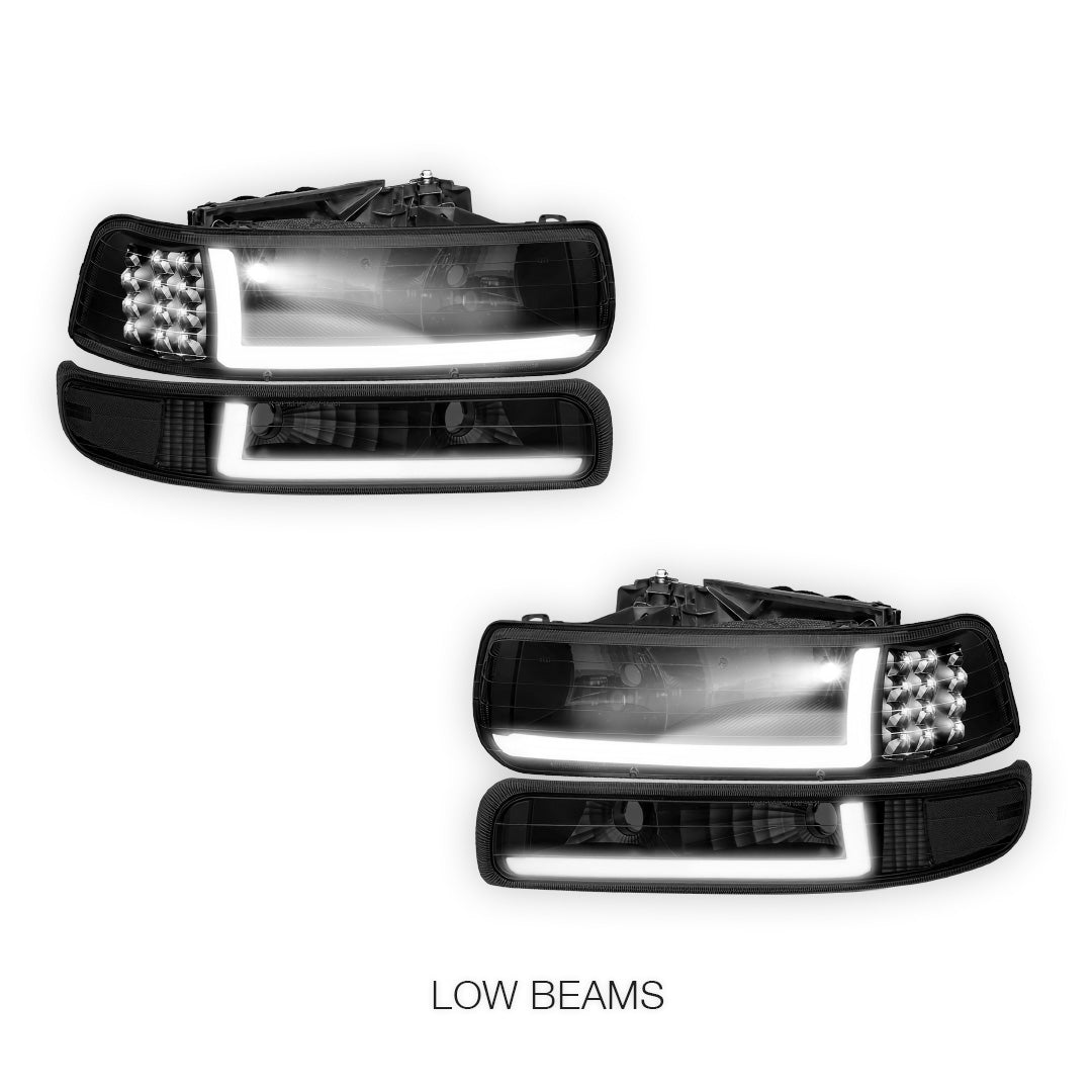 Chevrolet Silverado 1500 LS / LT / SS (1999 - 2002) LED DRL Bar Headlights LH + RH