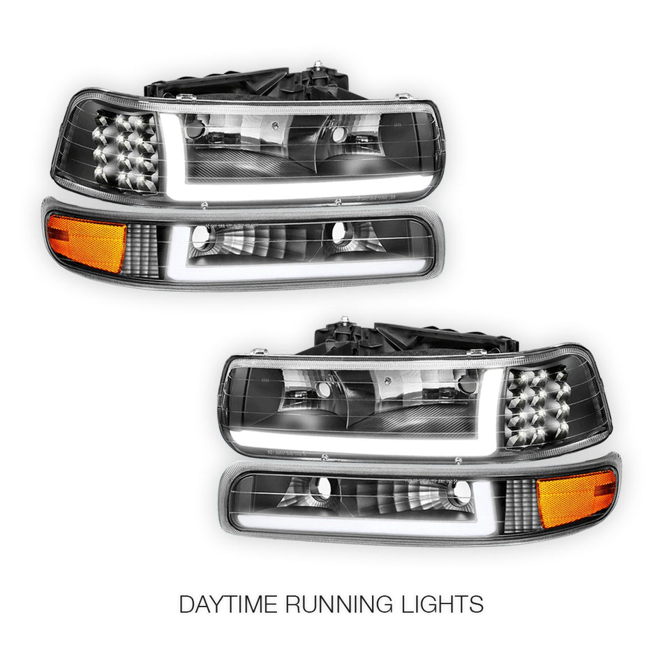 Chevrolet Silverado 2500 LS / LT (1999 - 2002) LED DRL Bar Headlights LH + RH